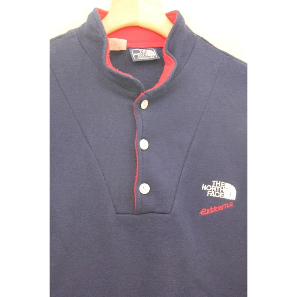 Vintage The North Face Extreme 1/4 Mens Small Blue Red Pullover 90s USA 3 Button